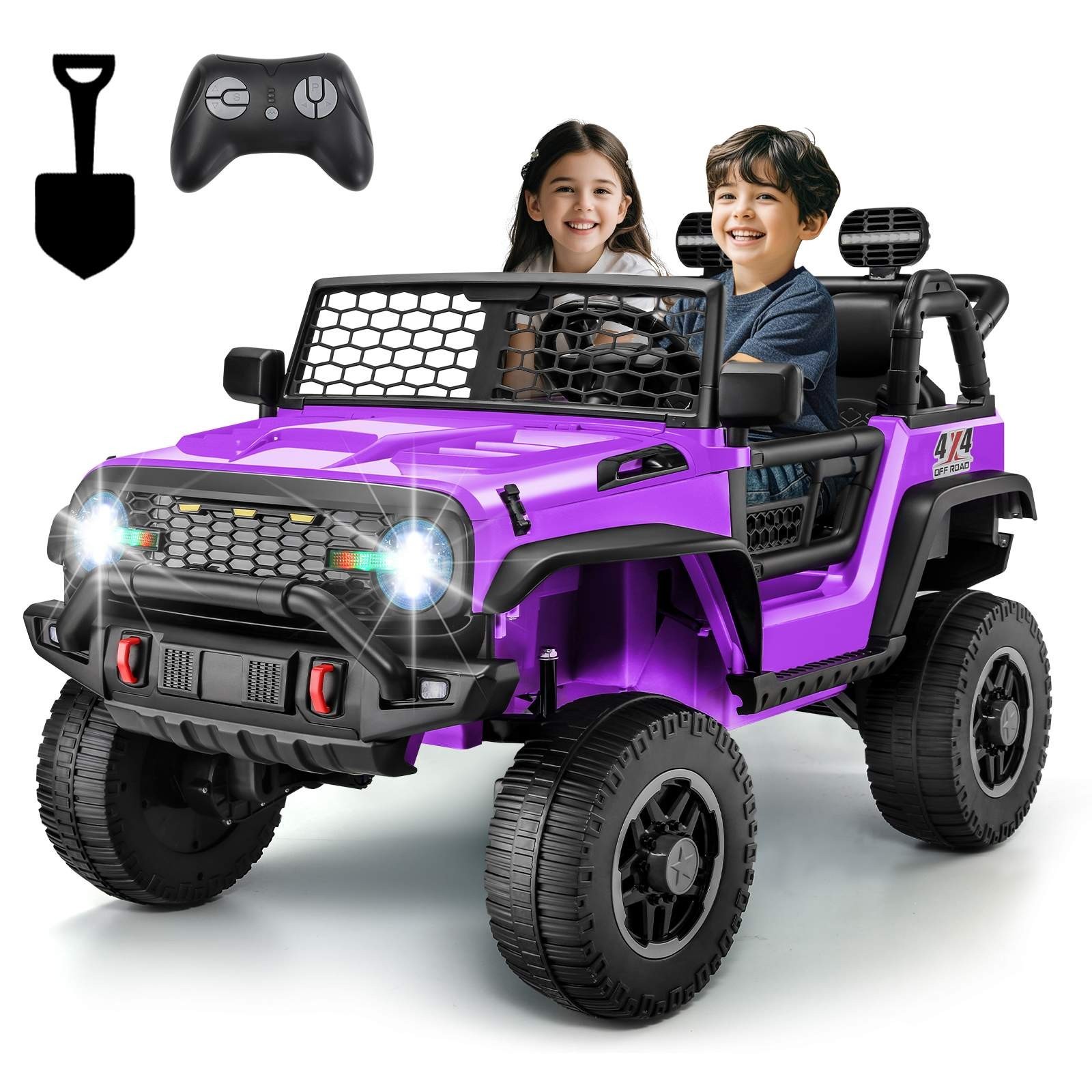 24V 2 Seater Kids Ride On Car with Remote 20″ Spacious Seat 4WD/2WD Switchable