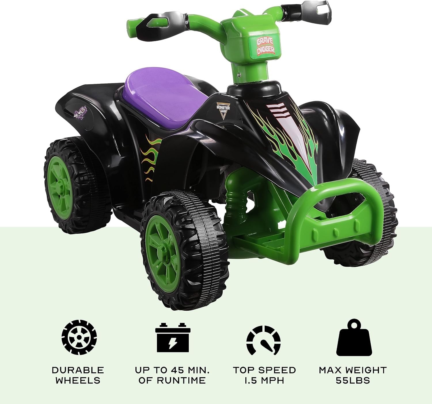 Monster Jam 6V ATV Quad for Kids – Powerful and Safe Ride-On Toy with Recharg…