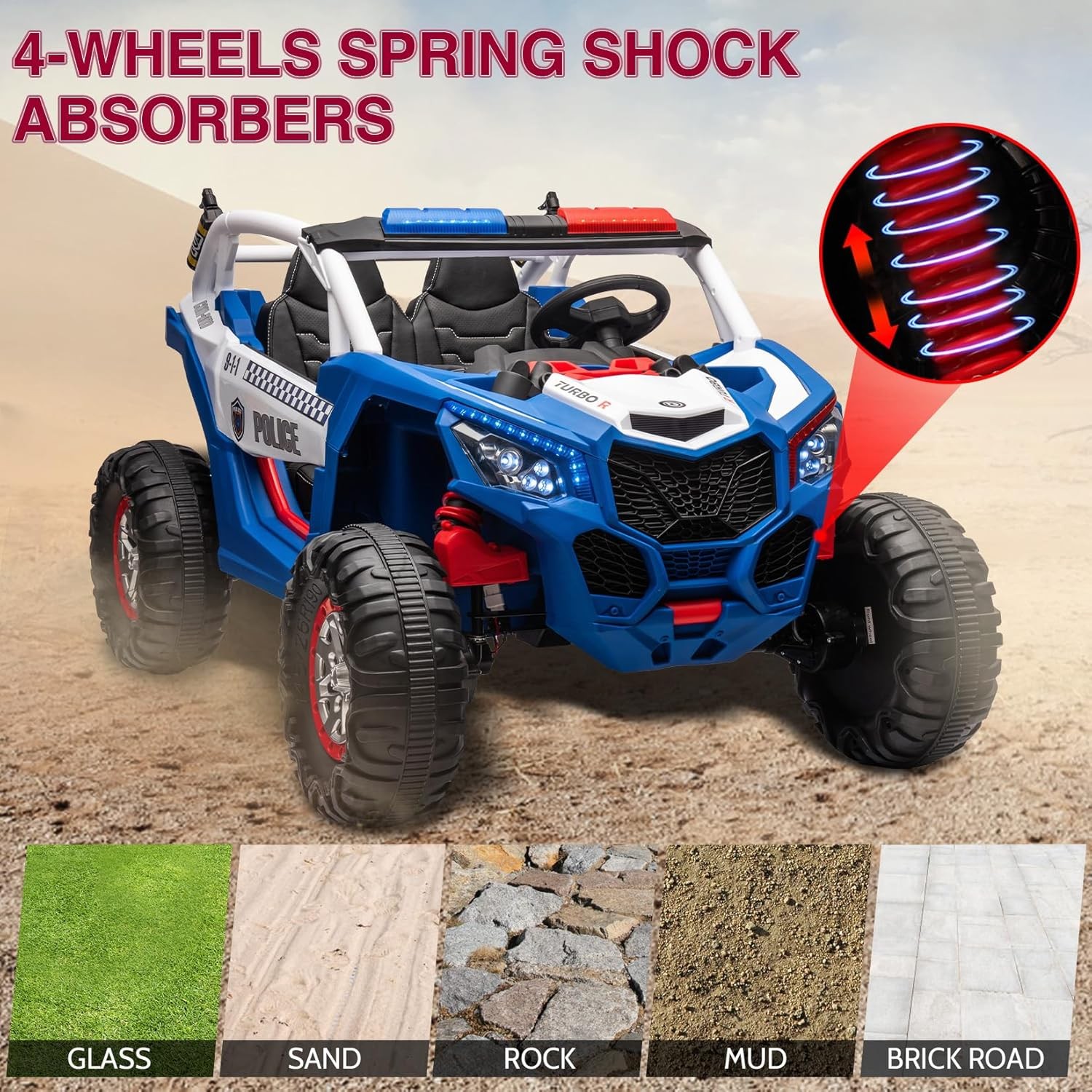 2-seater 24V Children UTV Car,300W 4WD Motors,Leather Seats RC Electric Vehicle