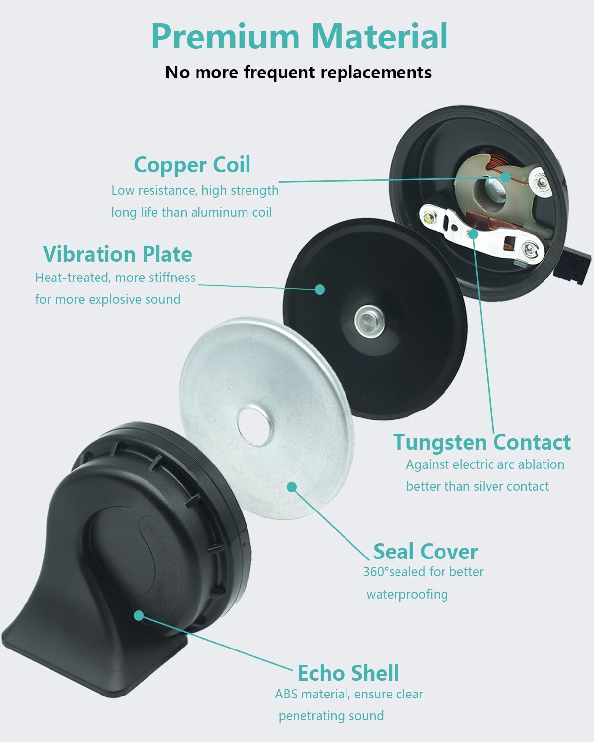Car Horn Loud High Low 2 Tone Auto Horn for Toyota Lexus, 128dB Replacement
