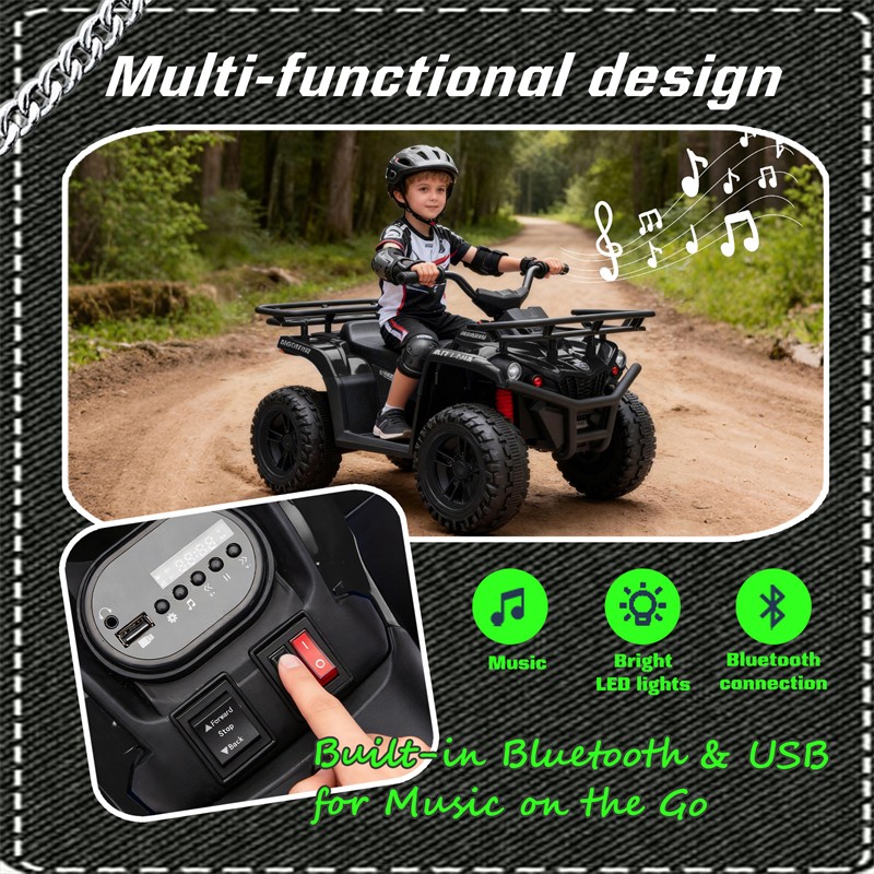 24V 80W*2 Electronic Kids Ride On Toy ATV w/Off-Road Vehicle for Kids Aged 3-5