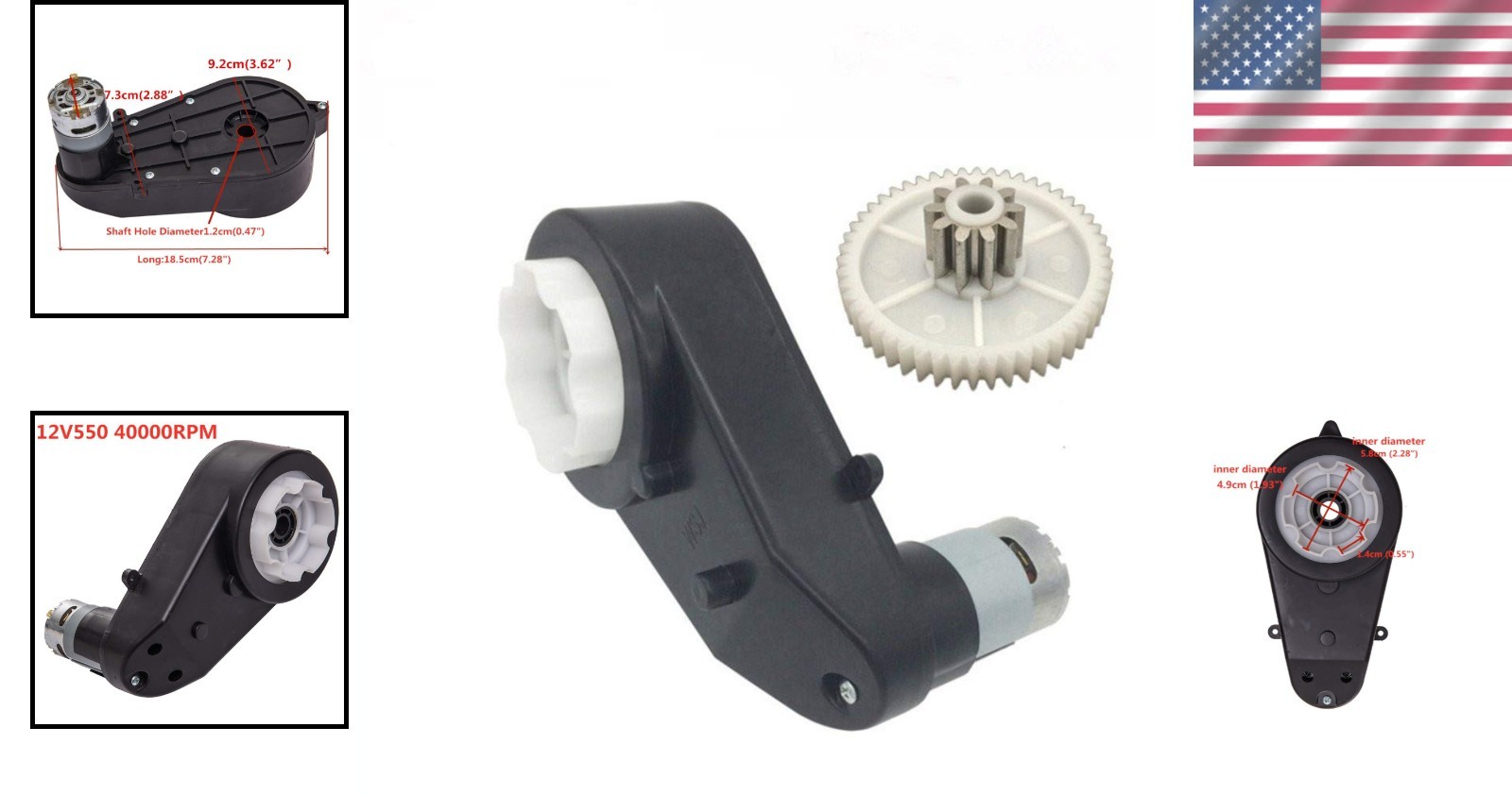 High Torque 12V Motor Gearbox for Electric Ride On Toys