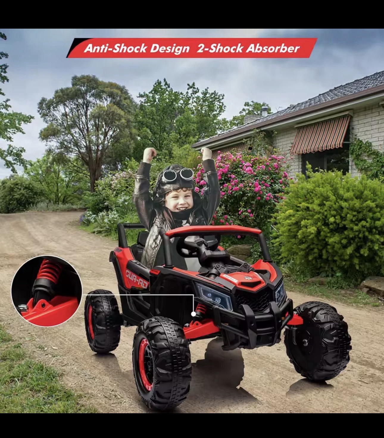 24V Kids Ride-On UTV Car w/ Remote Control, LED Headlights, Music Panel