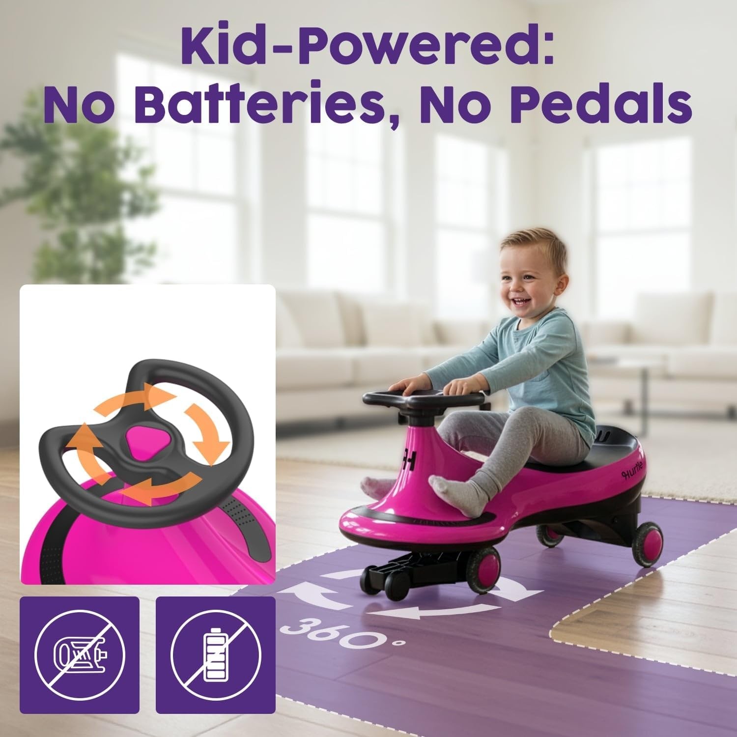 Swing Ride On Car Wiggle Car Toy Kids No Pedals Batteries/Gears Safe Toddler