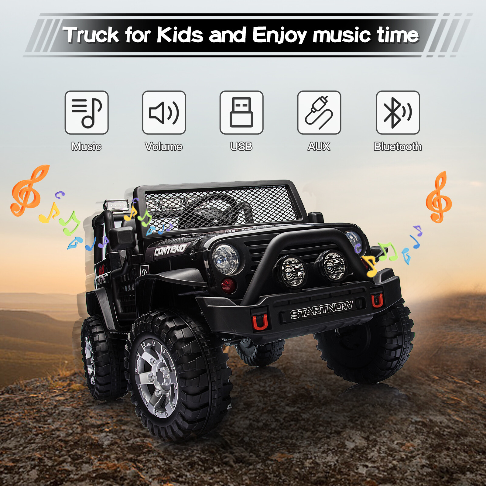 Electric Kids Ride on Truck Car Jeep Toys w/ USB MP3 LED 2.4G Remote Control US