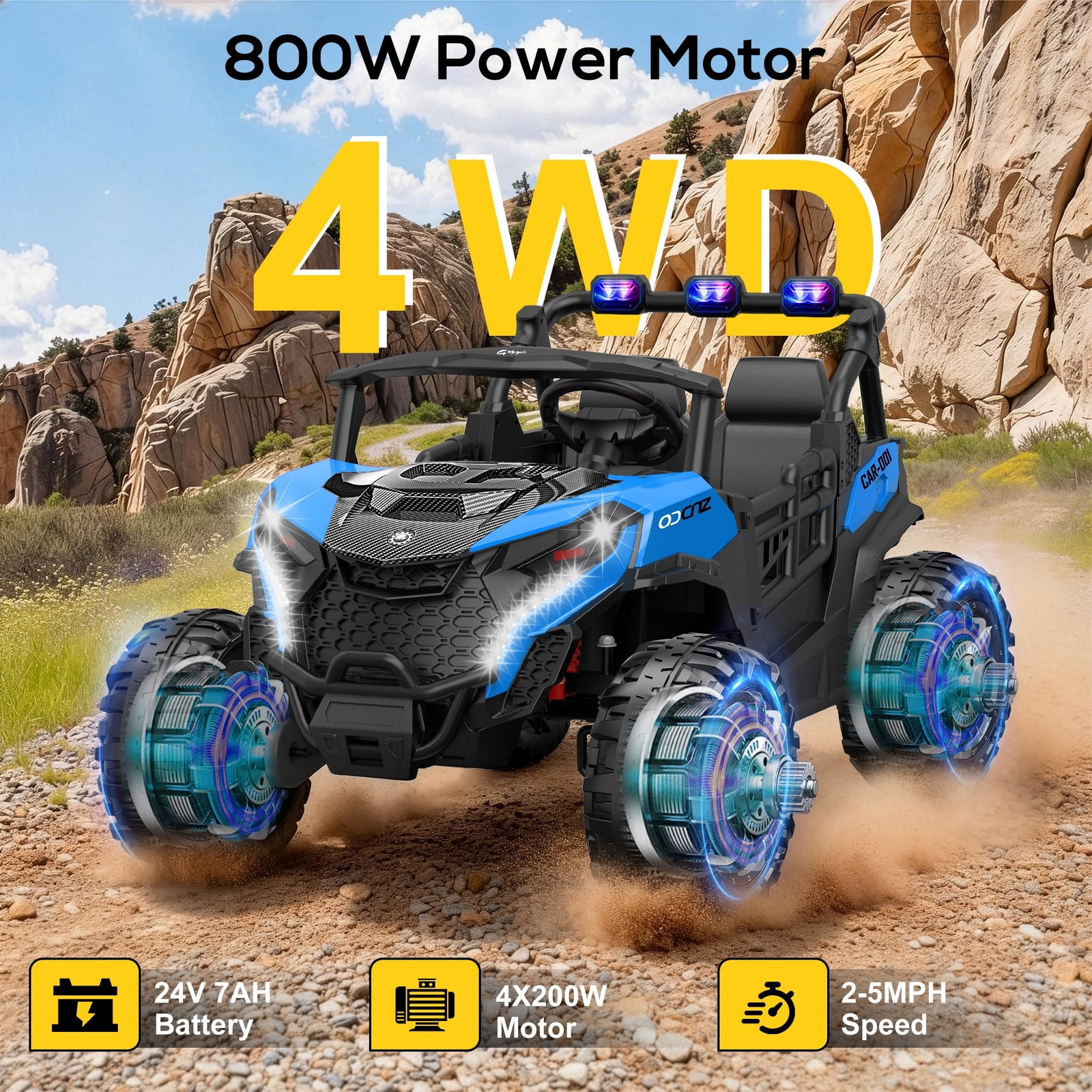 24V Kids Ride on Car 4WD 2 Seater Power 800W Motors Electric Remote Control EVA