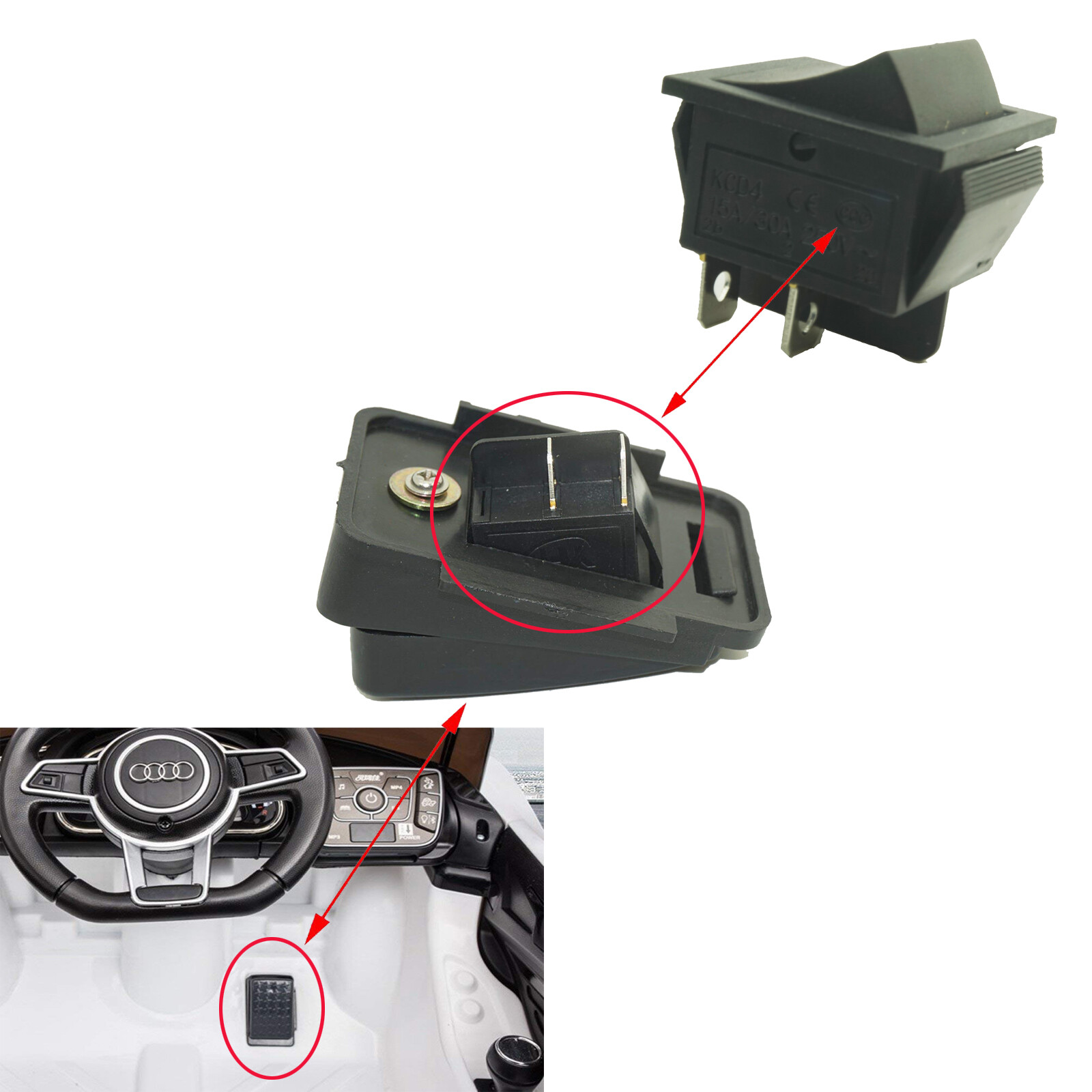 Rocker foot switch for Kids Electric Cars Accelerator Foot Pedal Reset Control