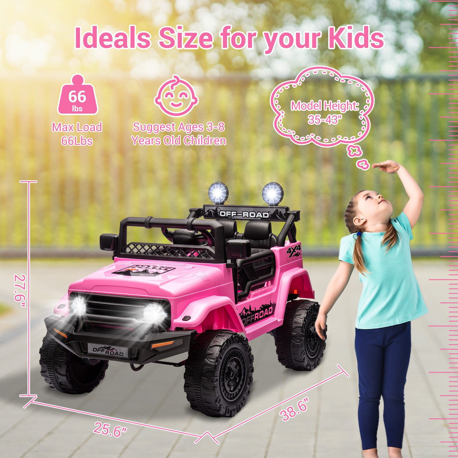 12V Kids Ride On Car 2 Seater Jeep Electric Vehicle Toy Truck w/Remote Control