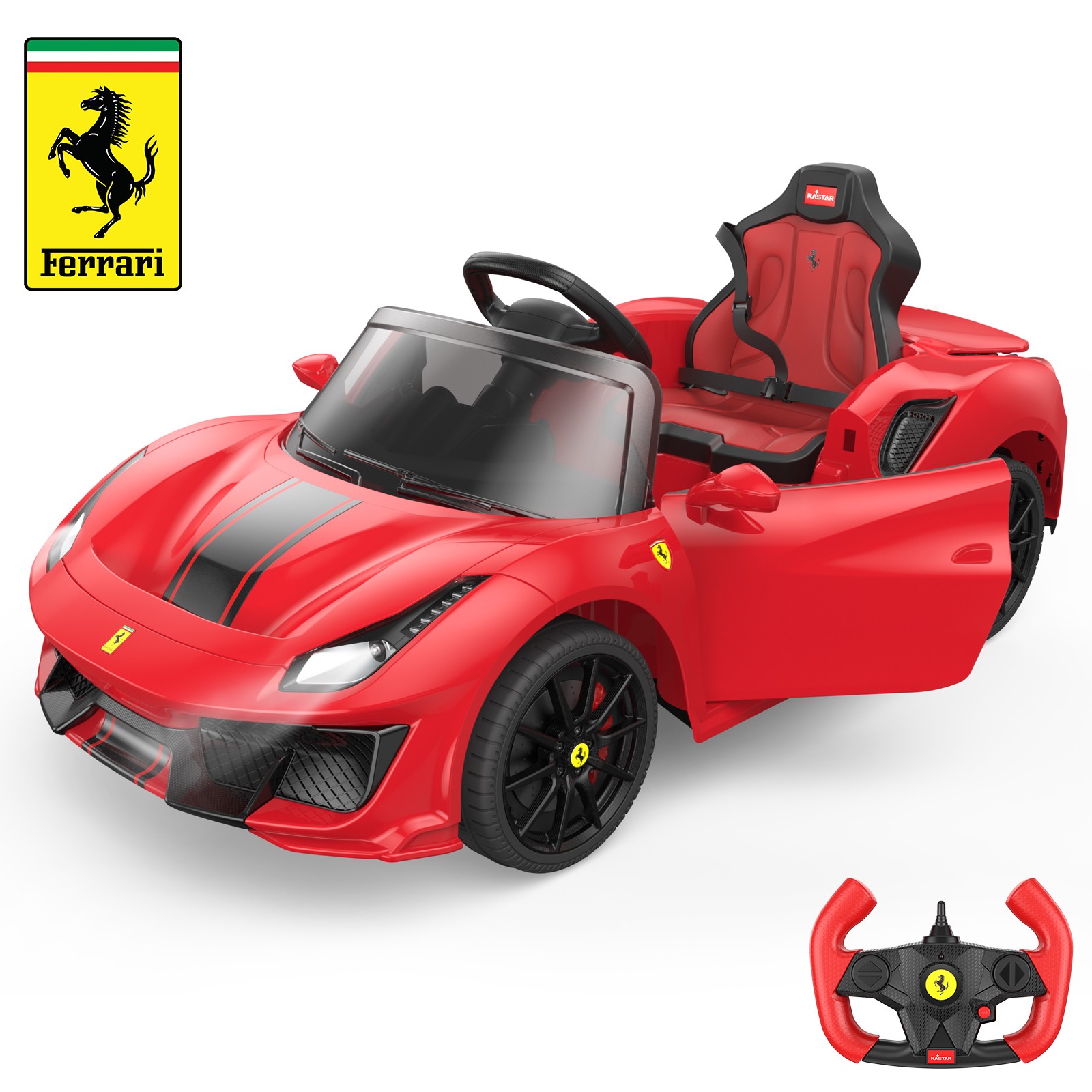 Licensed Ferrari 488 Pista Spider Ride On Car With Speaker, Leather Seat, Brake