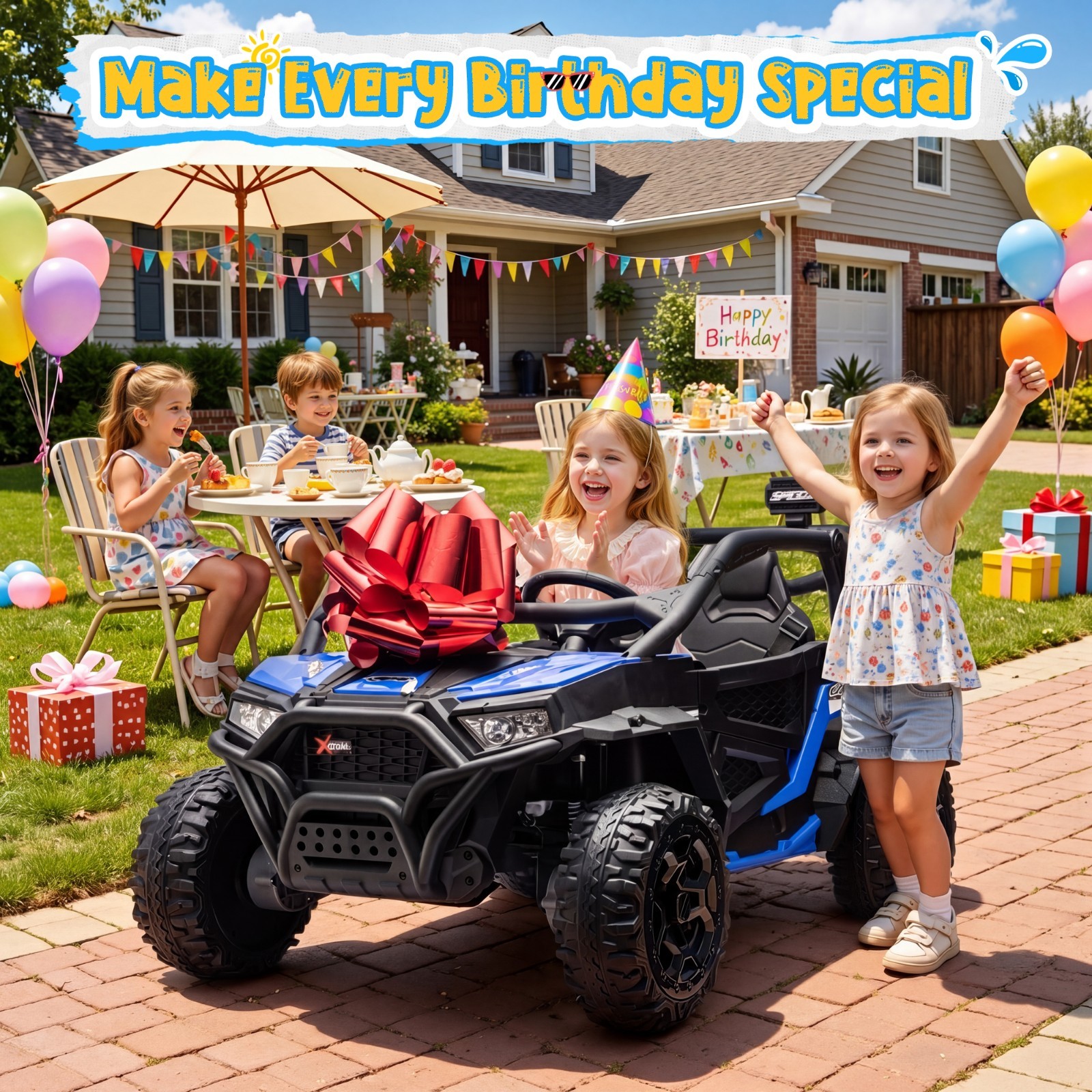 24V Ride On Car 800W Motors RC Bluetooth Spring Suspension LED Light Black
