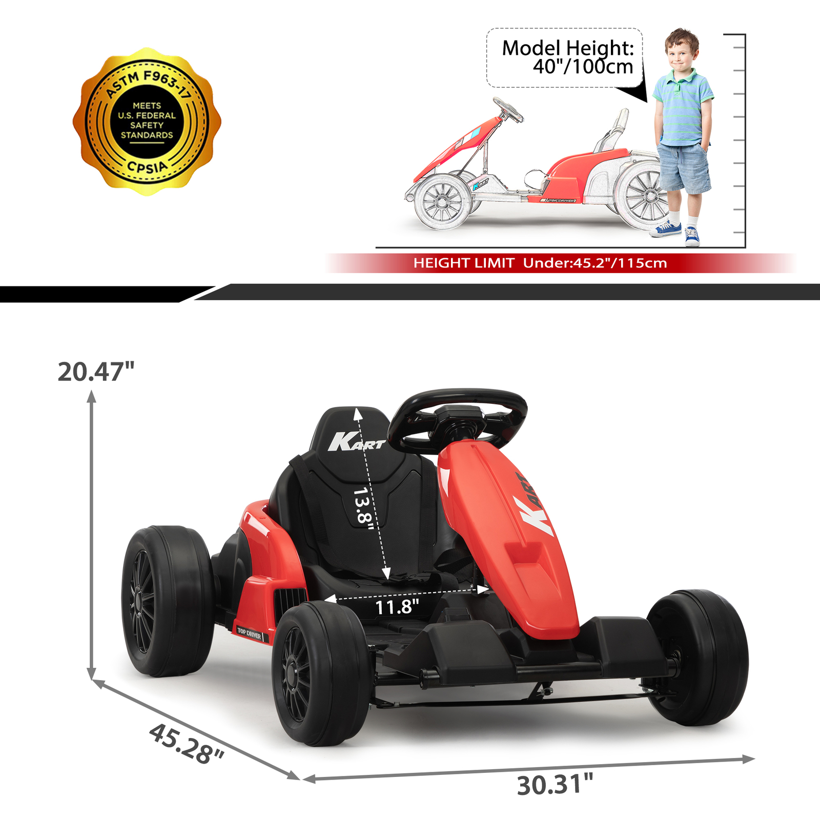 TOBBI 24V Kids Go-Kart Electric Power Ride On Toy Vehicle for Kids Aged 4-16