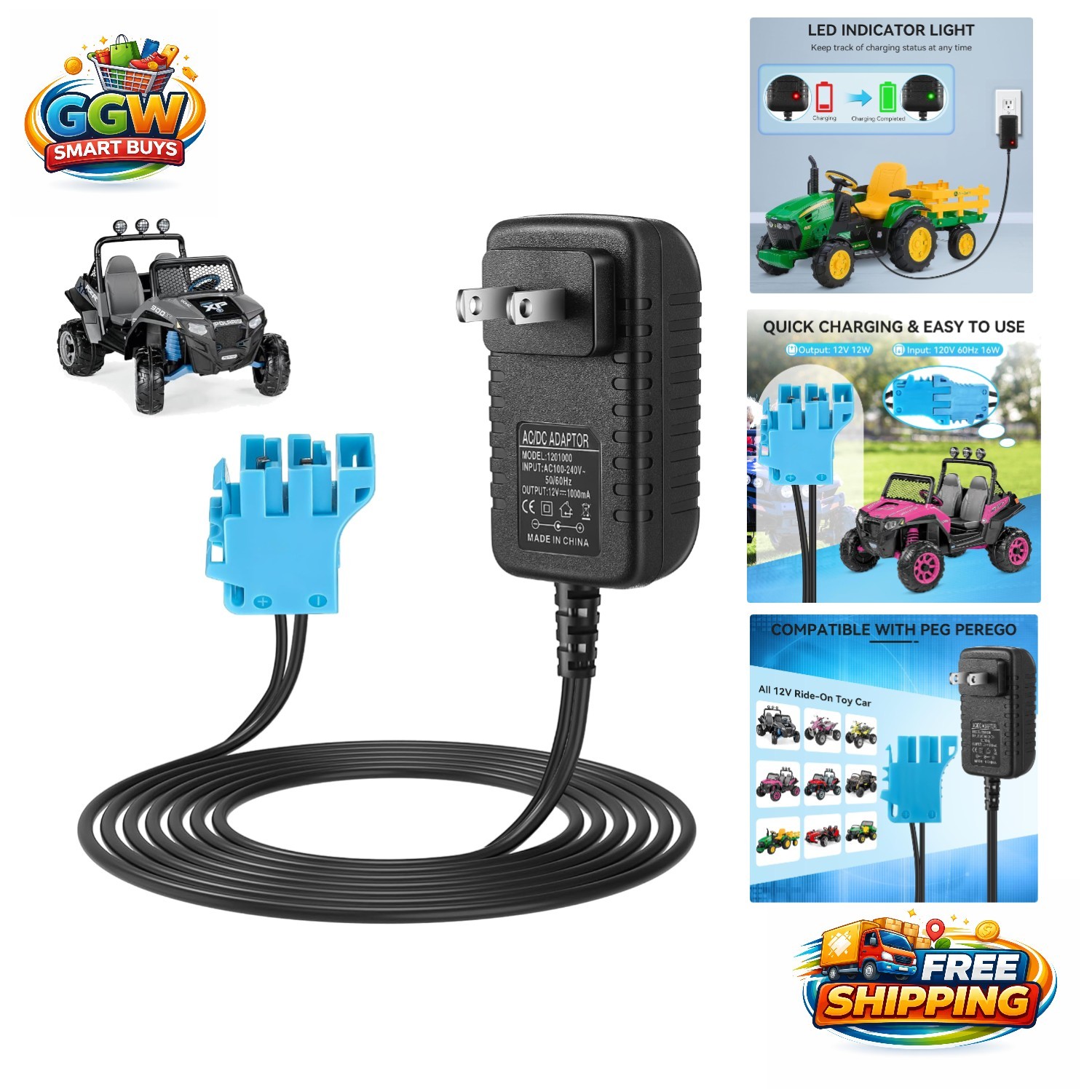 Reliable 12V Ride-On Toy Charger – Efficient LED Indicator & Safety Features