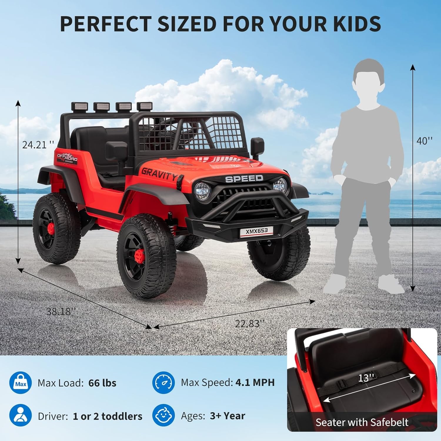 Garvee 12V Kids Ride On Truck Car,Kids Electric RC Vehicles for Boy Girl Gift