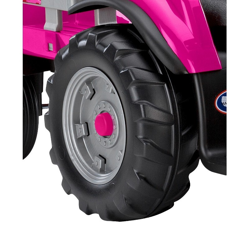 Peg Perego 12V Case IH Magnum Tractor with Trailer Powered Ride-On – Pink