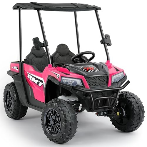 Hot Pink 24V Ride on Toy for Big Kid – 2 Seater – Sun Shade – Dump Bed