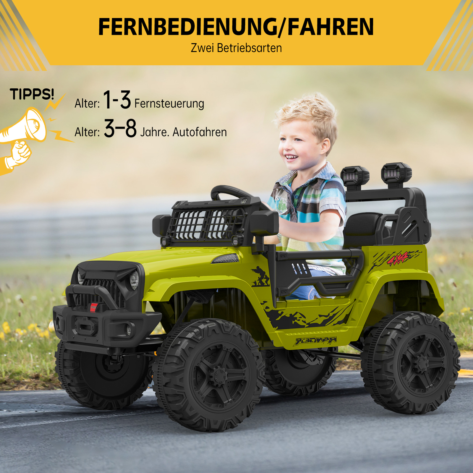 Kids Electric Ride On Truck Toys 12V Power Battery Car Green with Remote Control