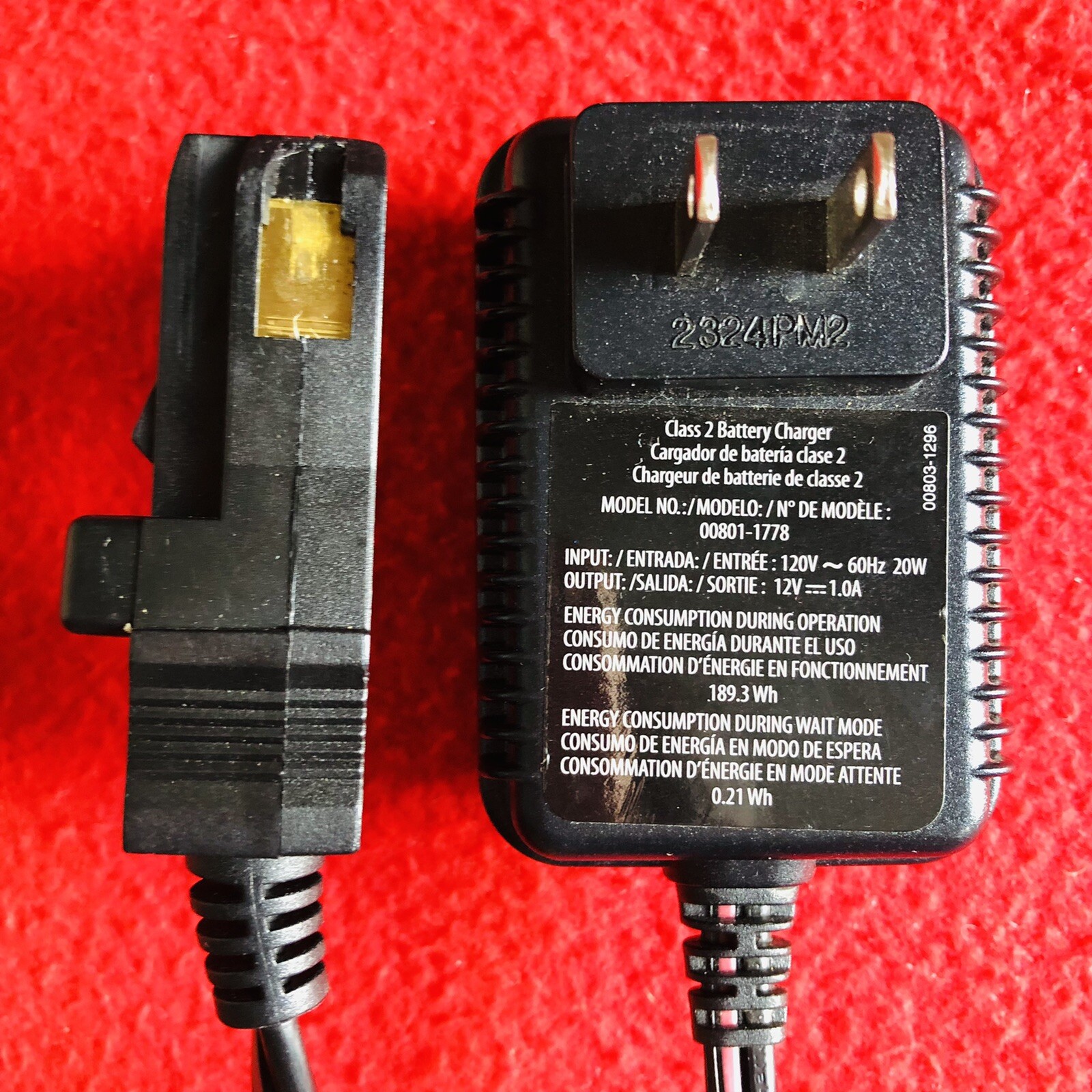 Original Fisher Price Power Wheels 12 volt Battery Charger Model 00801-1778 OEM