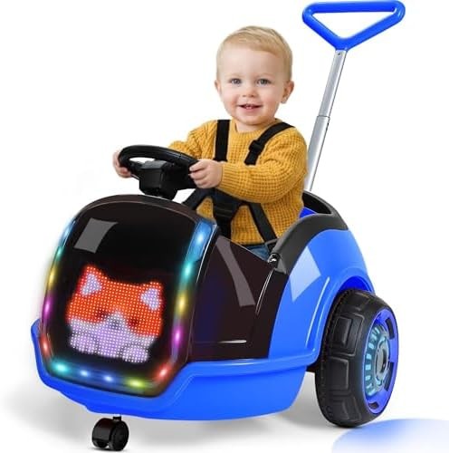 ANPABO 3-in-1 Electric Push Ride On Car, 12V Kids Ride On Toy w/Remote Contro…