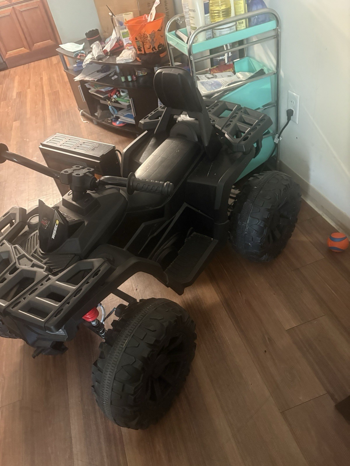 Black Battery Operated Ride-On ATV Toy Vehicle for Kids Ages 3-7 Cars Theme