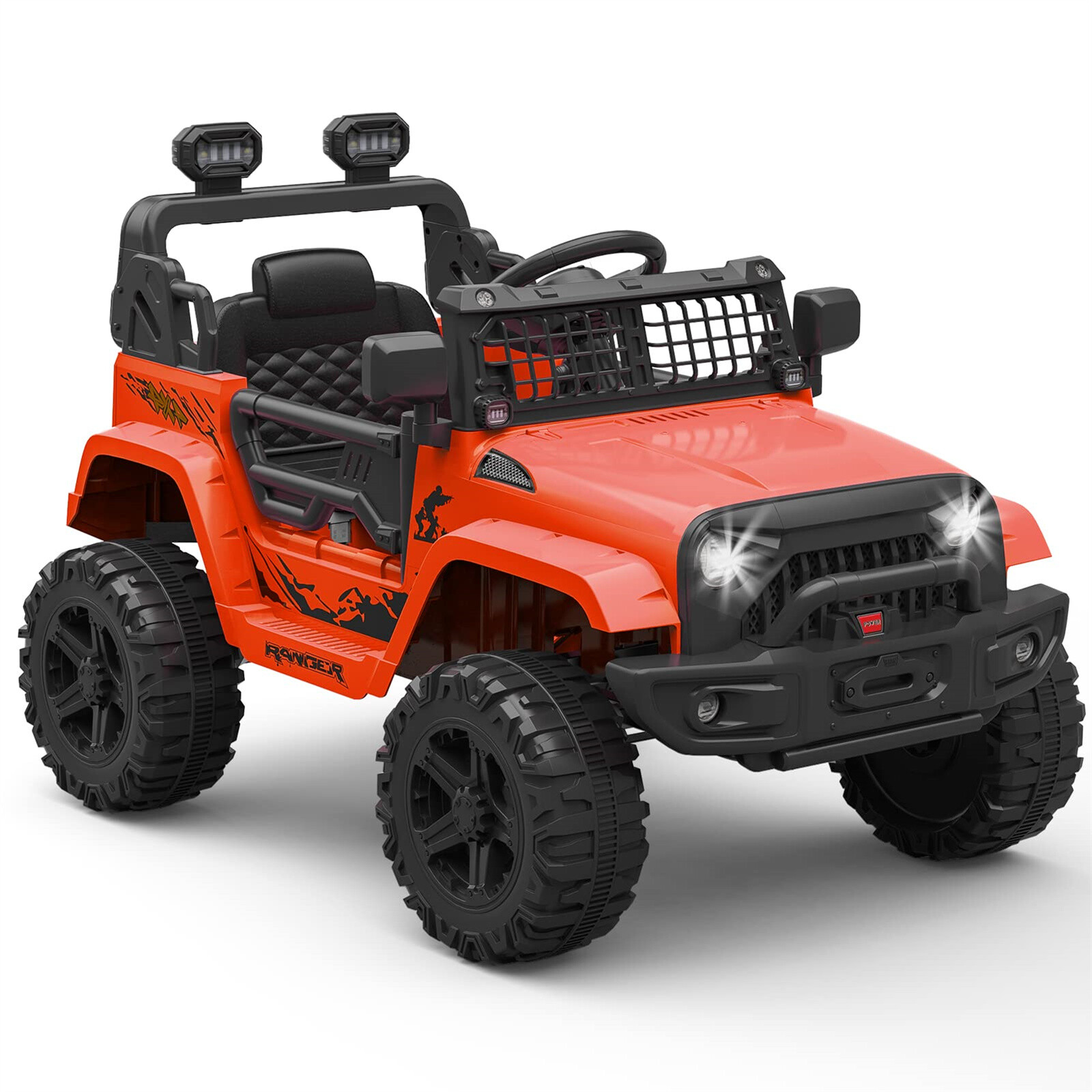 🍊12V Electric Ride-On Truck Car for Kids with Remote Control Spring Suspension