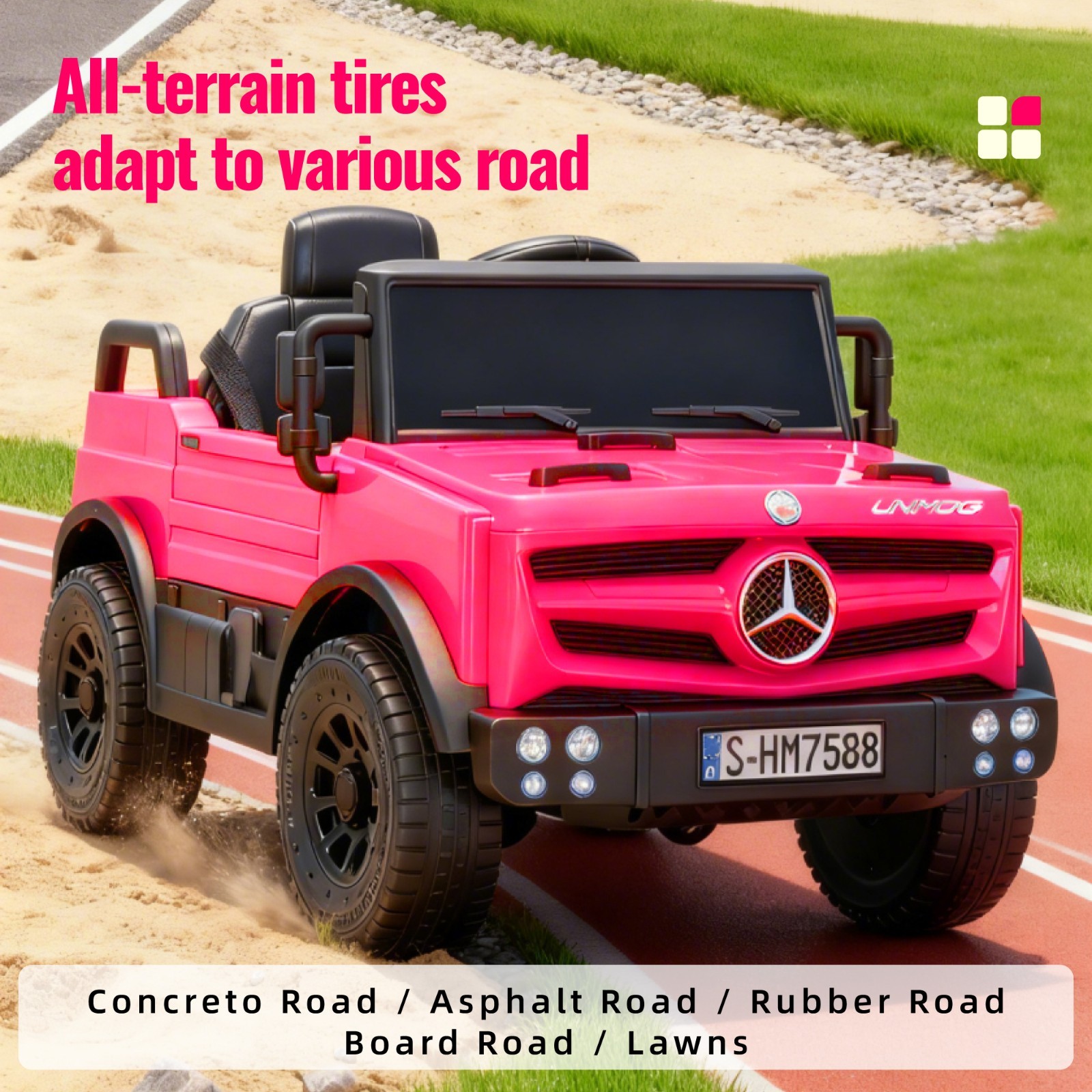 Pink Kids 12V Ride on Toy Licensed Mercedes Electric Car w/4*Suspension MP3 LED