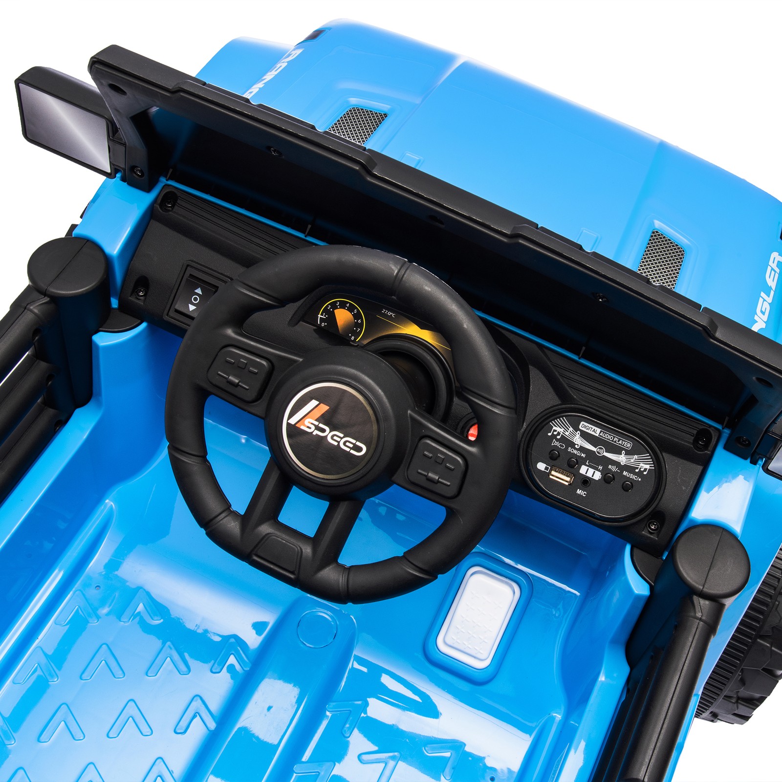 12V Kids Ride On Car Dual Drive 4 wheel With Bluetooth USB for Kids 2-4 Blue
