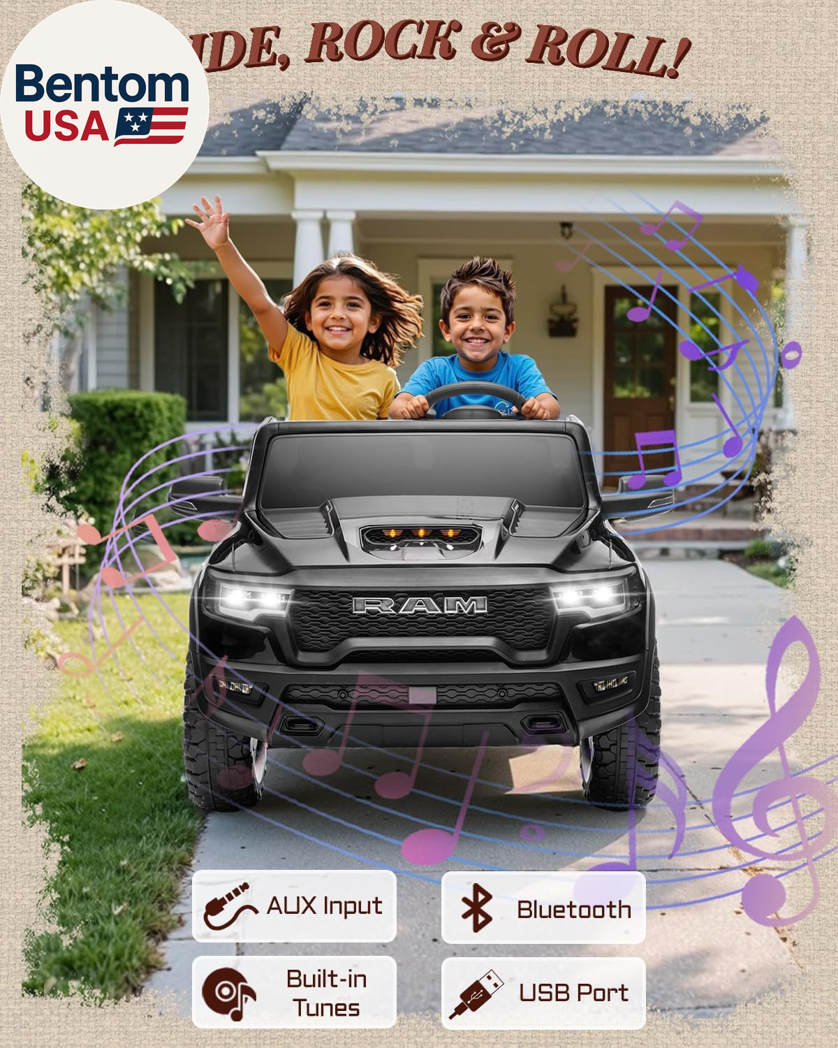 24V Ride on Toys for Big Kids, Licensed RAM 1500 RHO Electric Car for Kids W/Rem