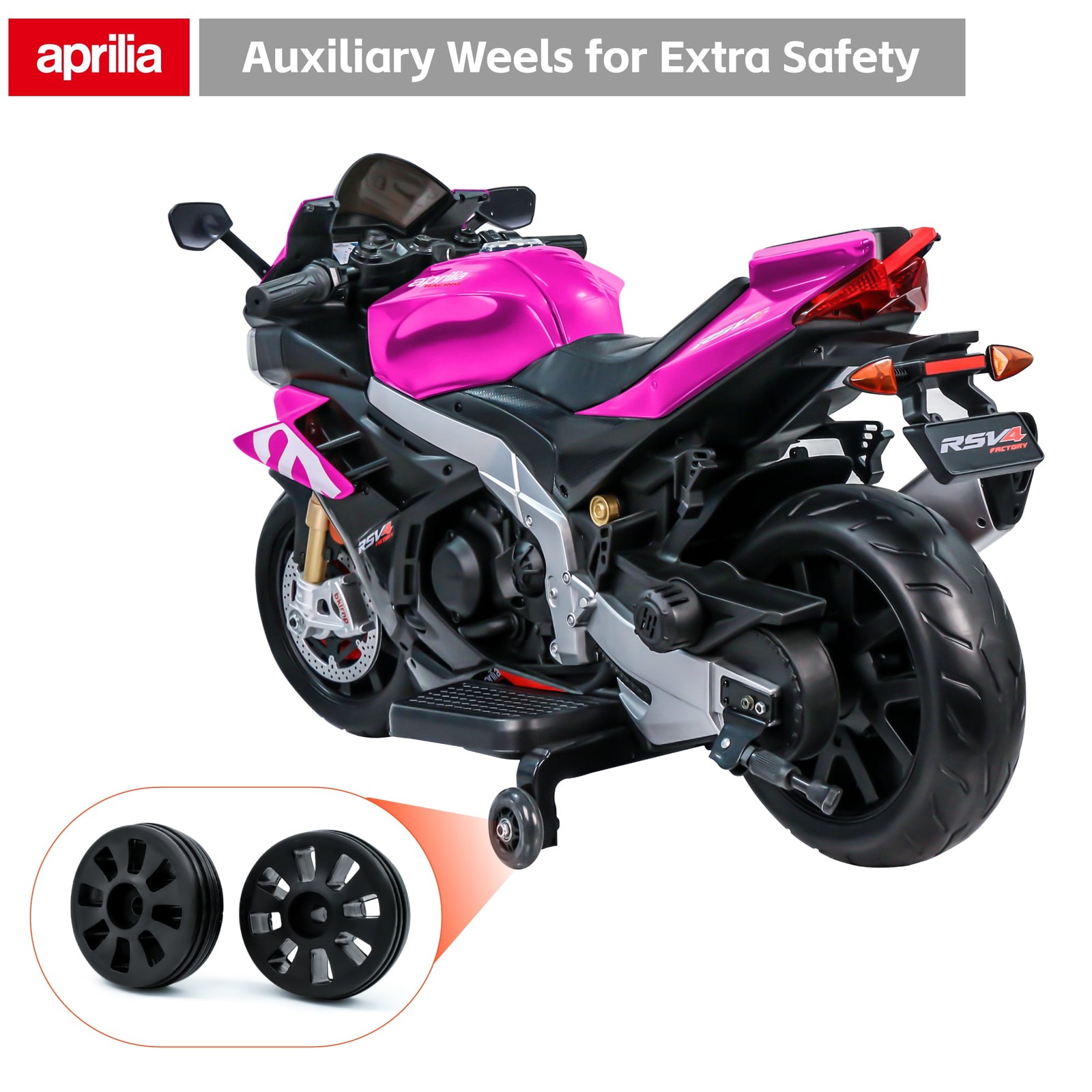 TCARAIWEN 24V Kids Motorcycle Electric Motorbike Aprilia Licensed Ride on Toy W/
