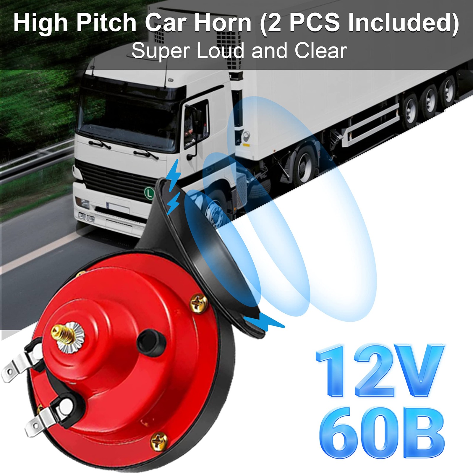 Car Horn, 12V Super Loud Horns, 300DB Waterproof Double Truck Horns, Electric…