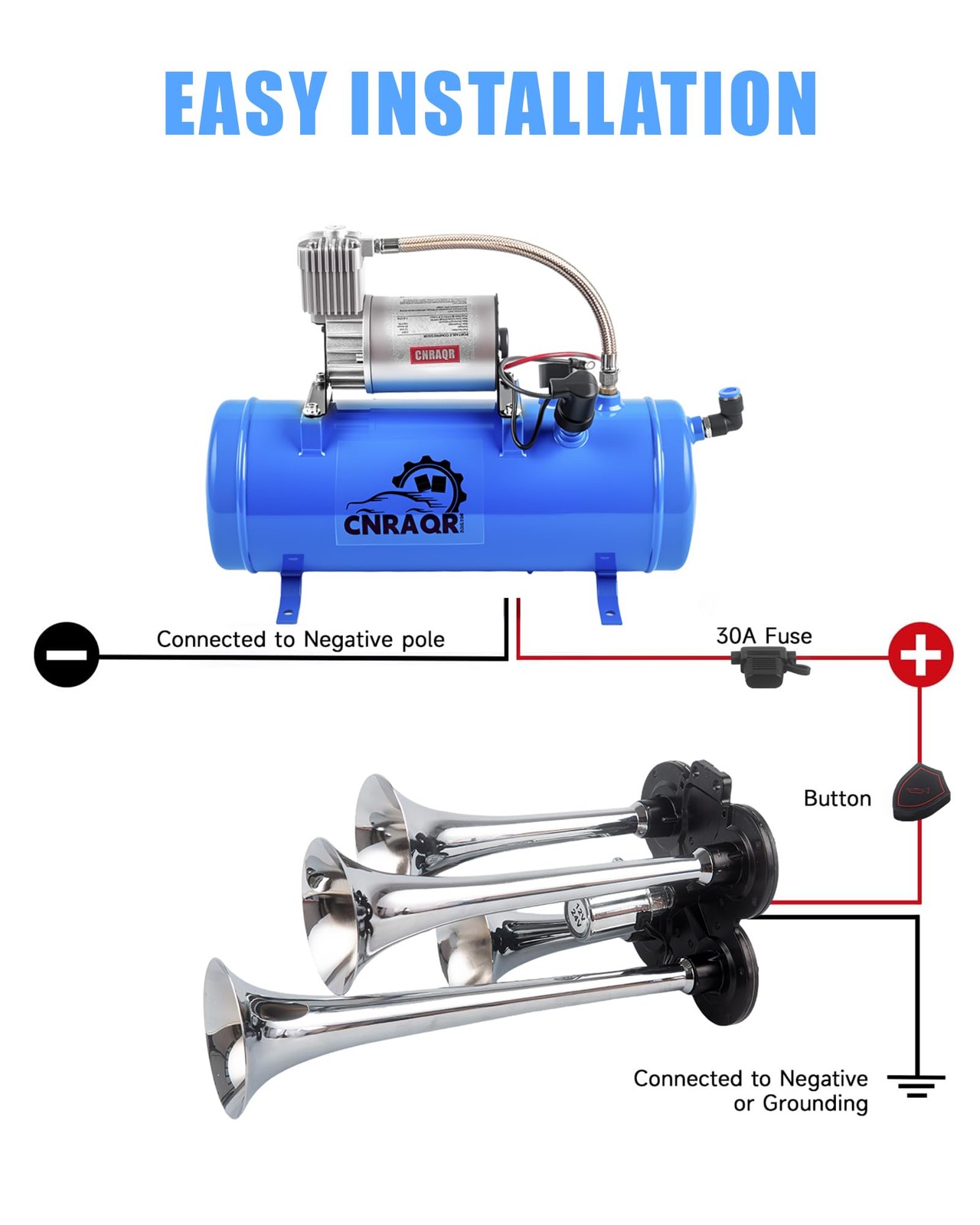 CNRAQR 178DB 4 Horns Train Horn with 1.6 gallon Air Tank and 150 PSI Compress…