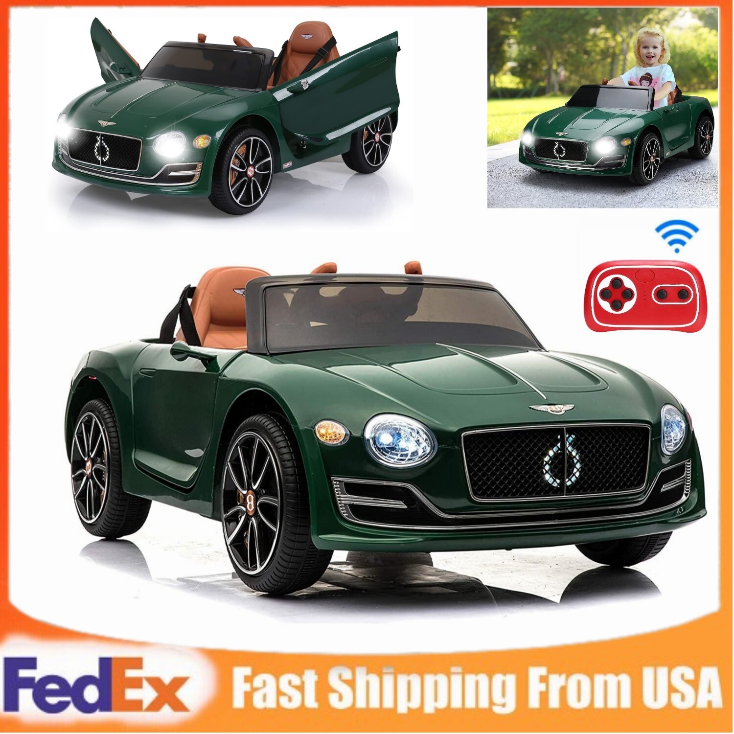 Licensed Bentley Kids Electric Ride On Car Toys w/ Remote Control 12V LED Lights