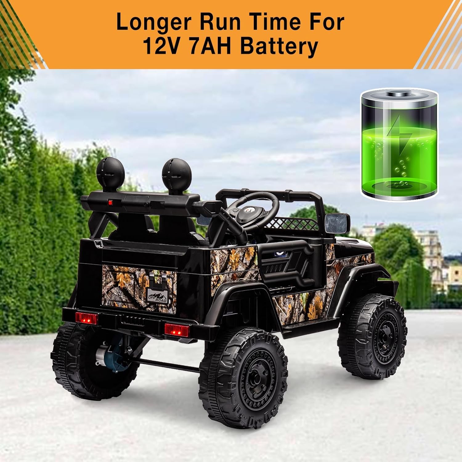 12V Kids Ride on Car Toy,3Rd Gear,Spring Suspension,Safety Brake and Bluetooth