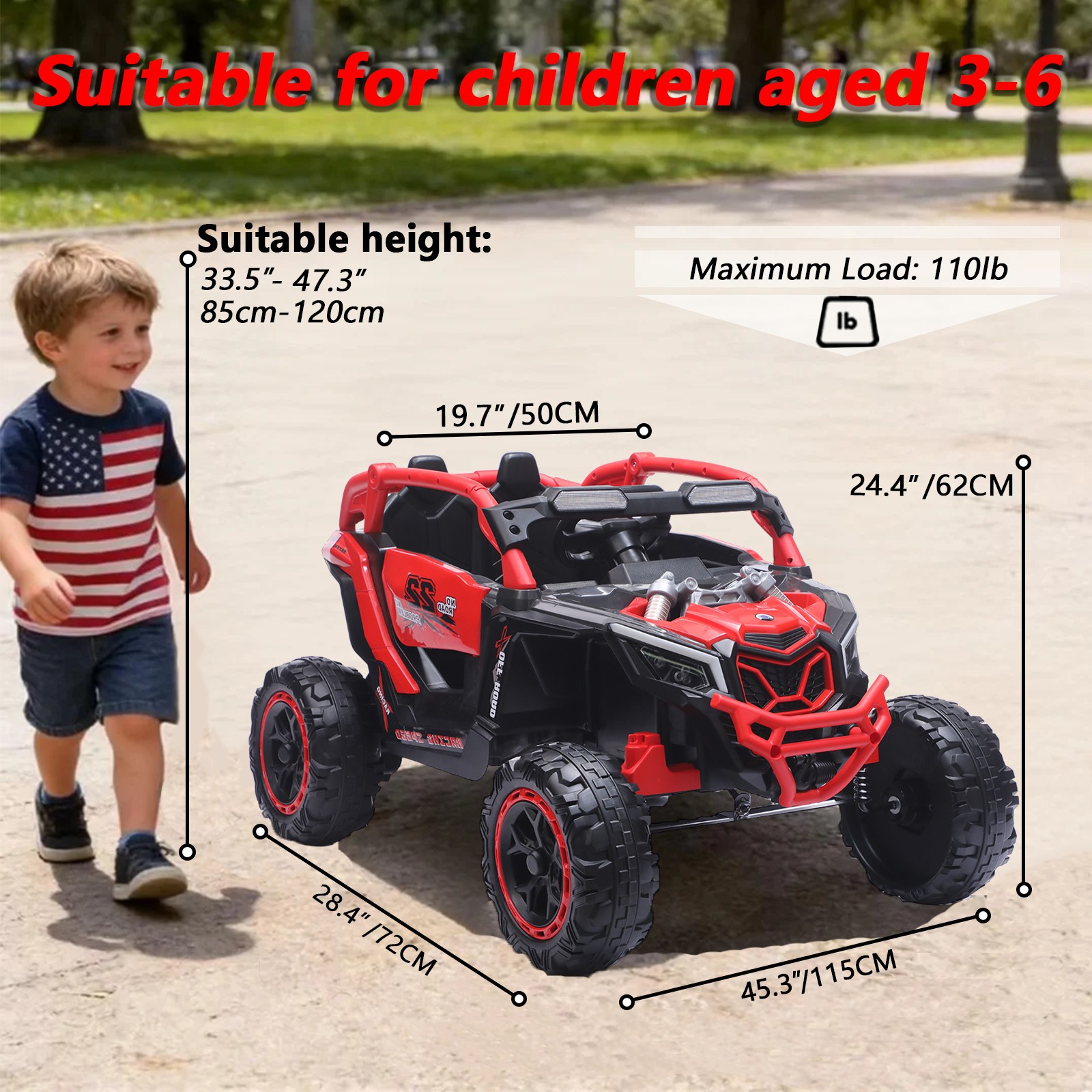 2 Seaters Ride on UTV 24V 400W Kids Electric Car Truck with Remote Music Light