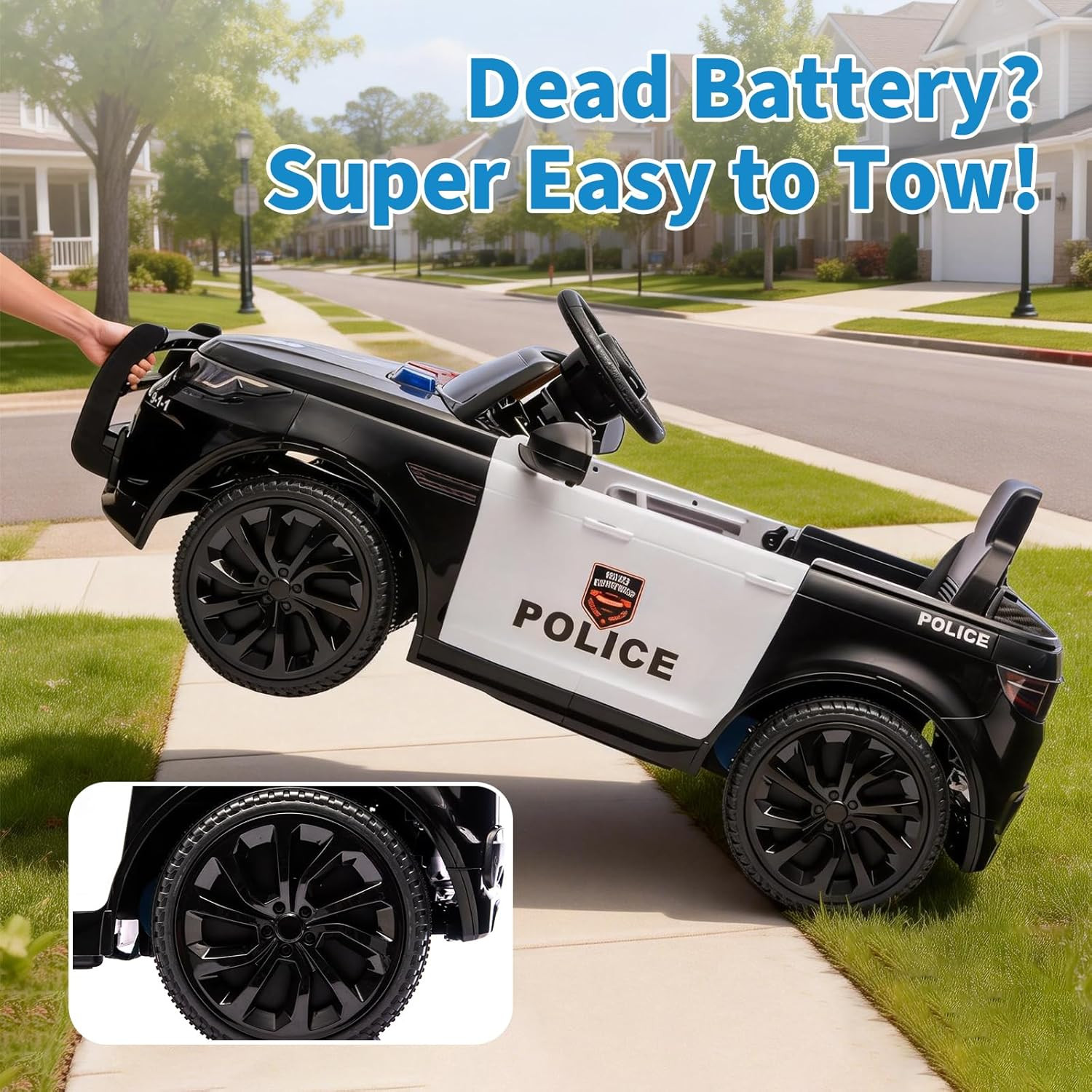 Ride on Toys Police Car for Kids with Remote Control, 12V Electric Police Car wi