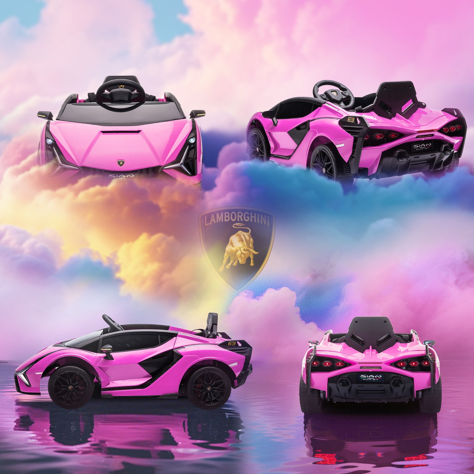 12V Lamborghini SIAN Licensed Electric Car for Kids, Pink