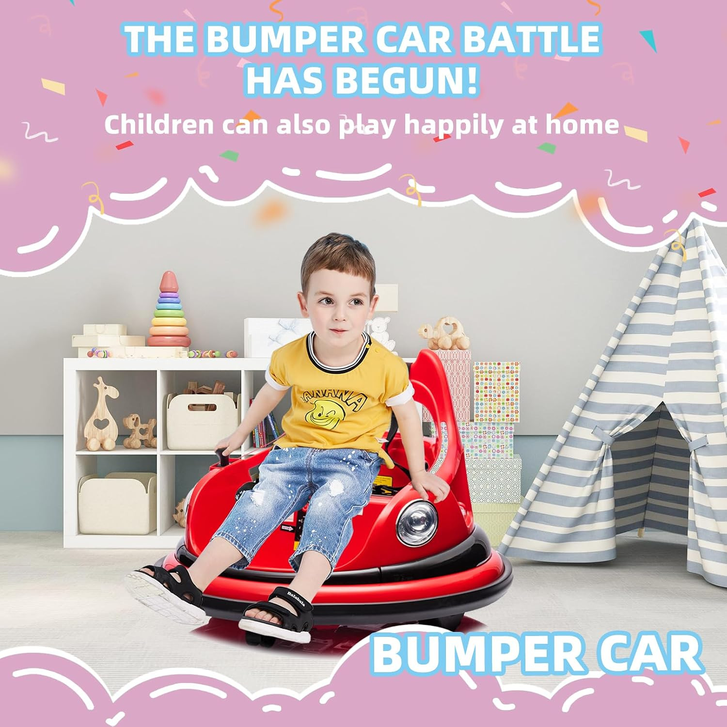 12V Bumper Car for Kids, Bumper Car for Toddlers W/Remote Control, Electric Ride