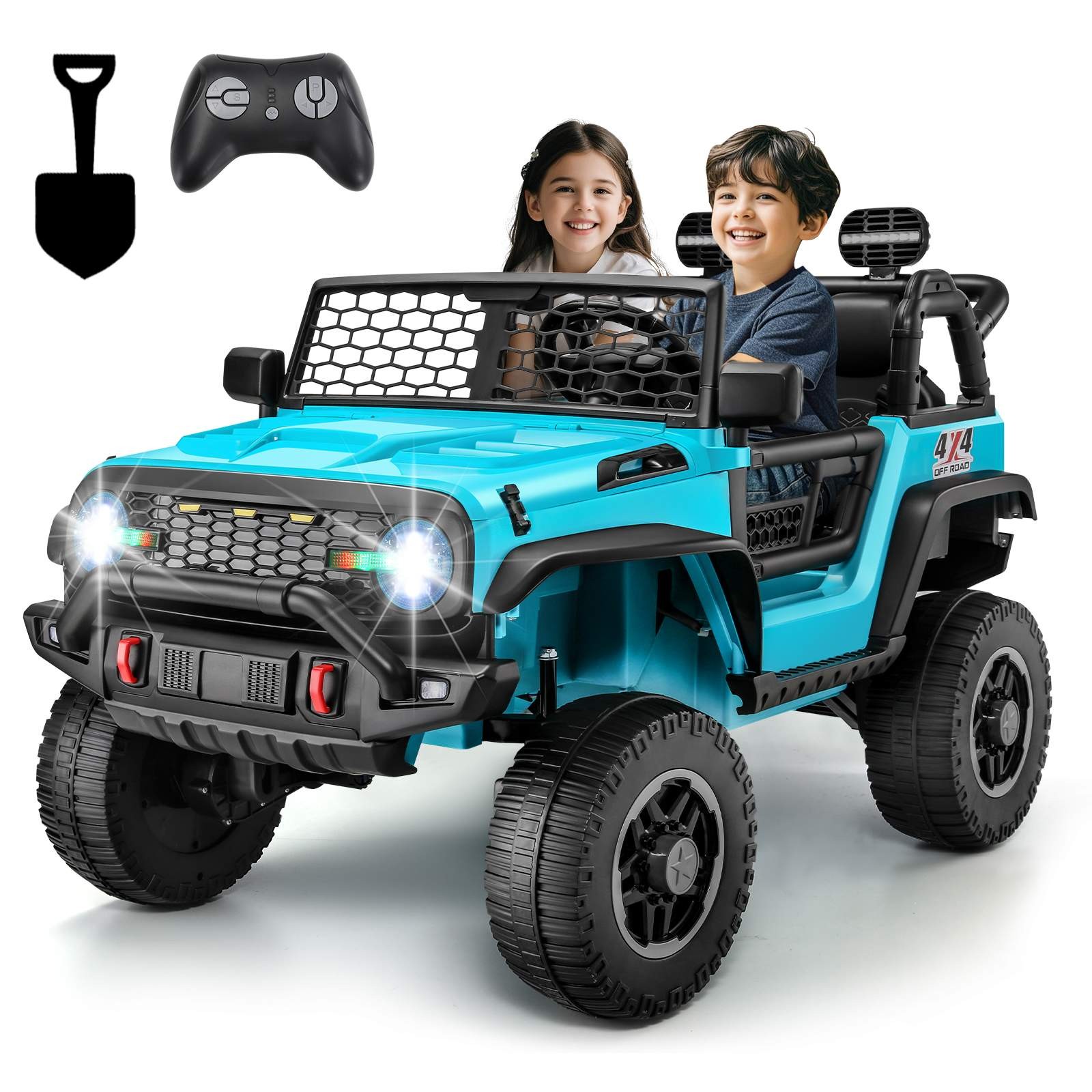 2 Seater Kids Ride On Car with Remote 20″ Spacious Seat 24V 4WD/2WD Switchable@