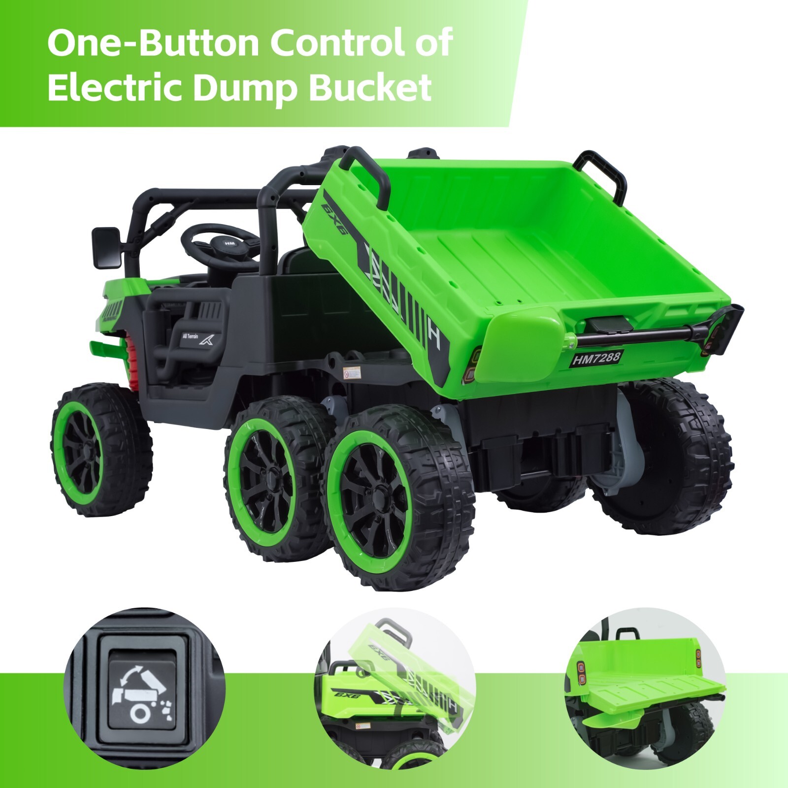24V Kids Ride on Truck 2-Seat Electric Kids Car 6 Wheels Battery Power w/ Remote