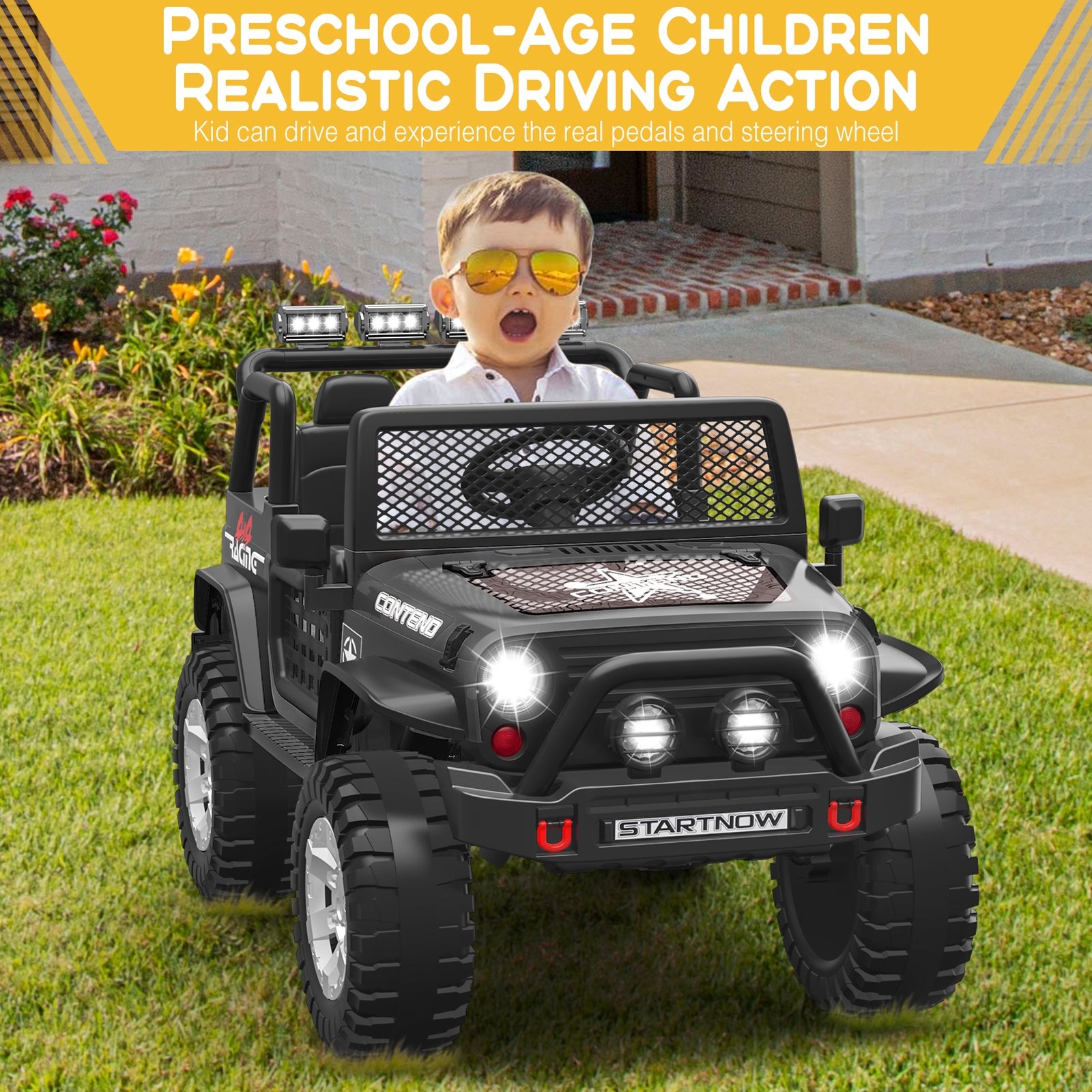 12V Electric Vehicle Jeep Car Kids Ride On Truck 2 Seater Toy w/ Remote Control