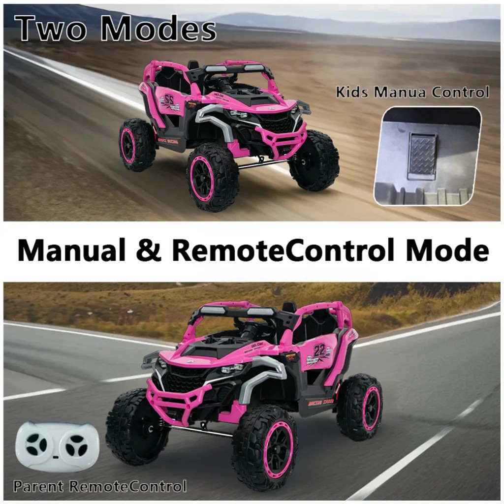 12V Kids UTV 2 Seaters Ride on Truck Electric Car Toy with Remote Flashlights