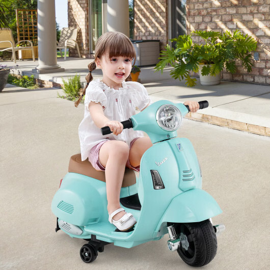 Kids Ride on Motorcycle Licensed Vespa with LED Headlight and Horn Sound-Green –