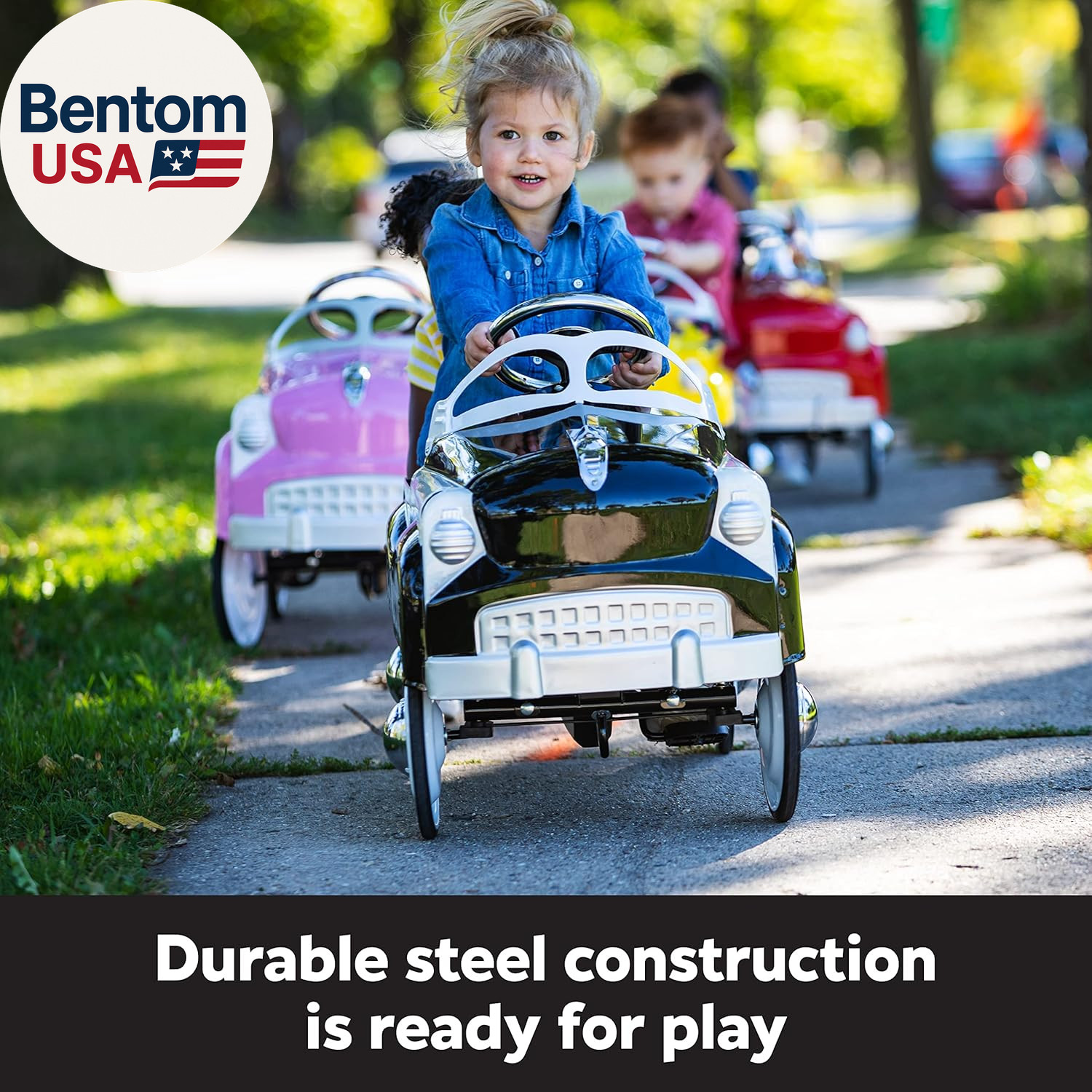 Classic Police Car Toy, Kids Police Car Ride-On, Toddler Pedal Car, Durable Stee