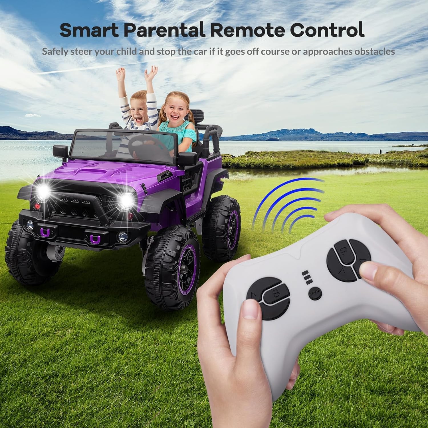 24V Electric Kids Ride On Cars with Remote Control 2 Seats Truck Toys Gifts
