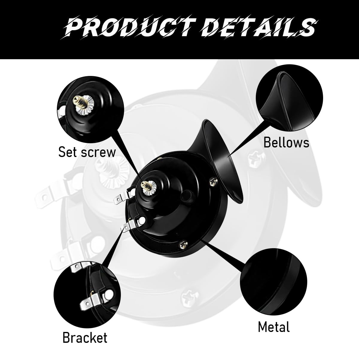 Loud Car Horn, 12V Waterproof Snail Electric Horn, 303DB High Tone Horns Repl