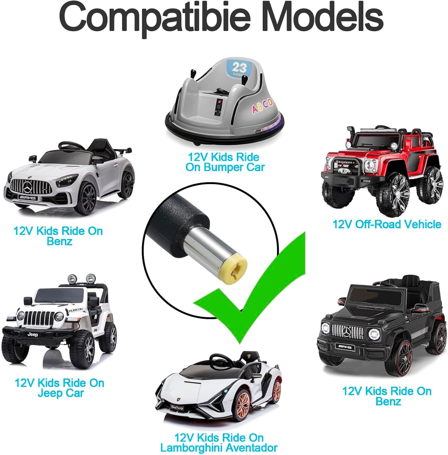 Reliable 12V Kids Ride-On Car Battery Charger with Short Circuit Protection