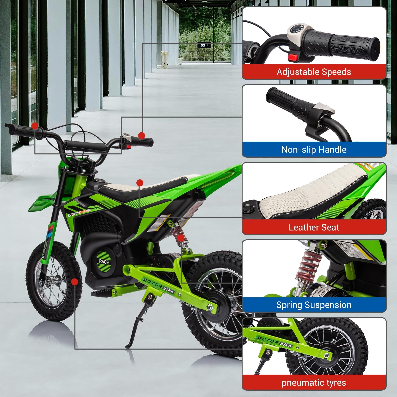 Kids Electric Motorcycle 24V Battery Powered Ride on Motocross Bike Child Gift