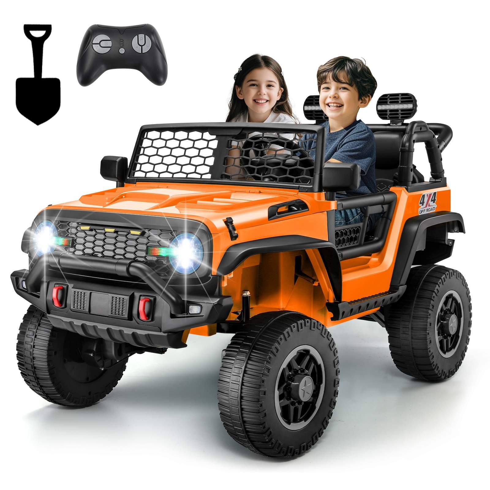 2 Seater Kids Ride On Car with Remote 20″ Spacious Seat 24V 4WD/2WD Switchable@