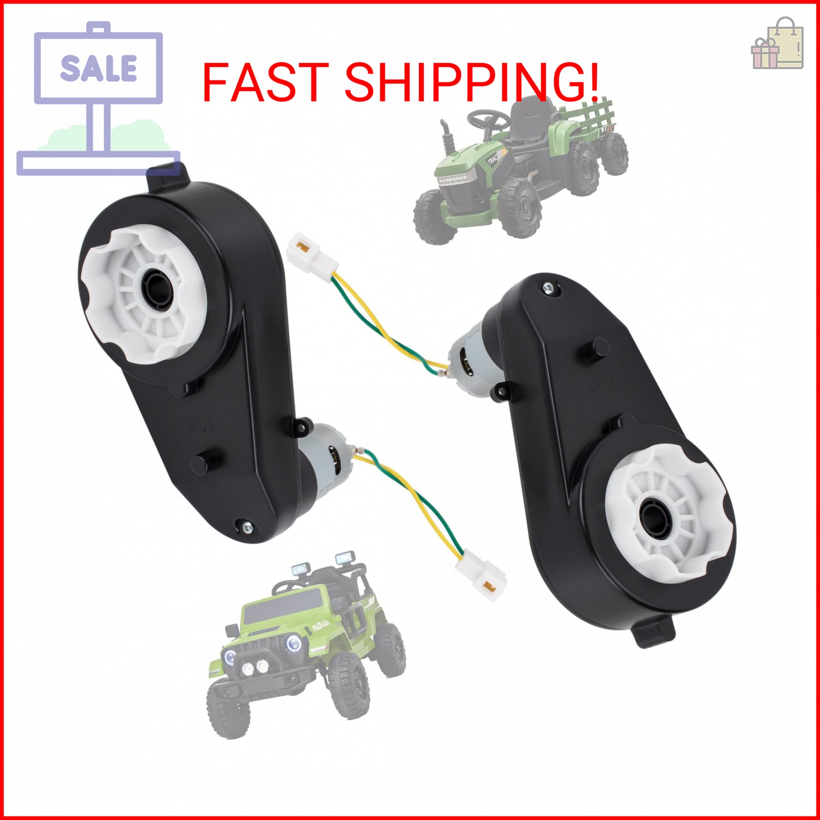 2Pcs Powered Wheels Motor 12V 40000RPM Kids Ride On Car Gearbox Motor Powered Wh