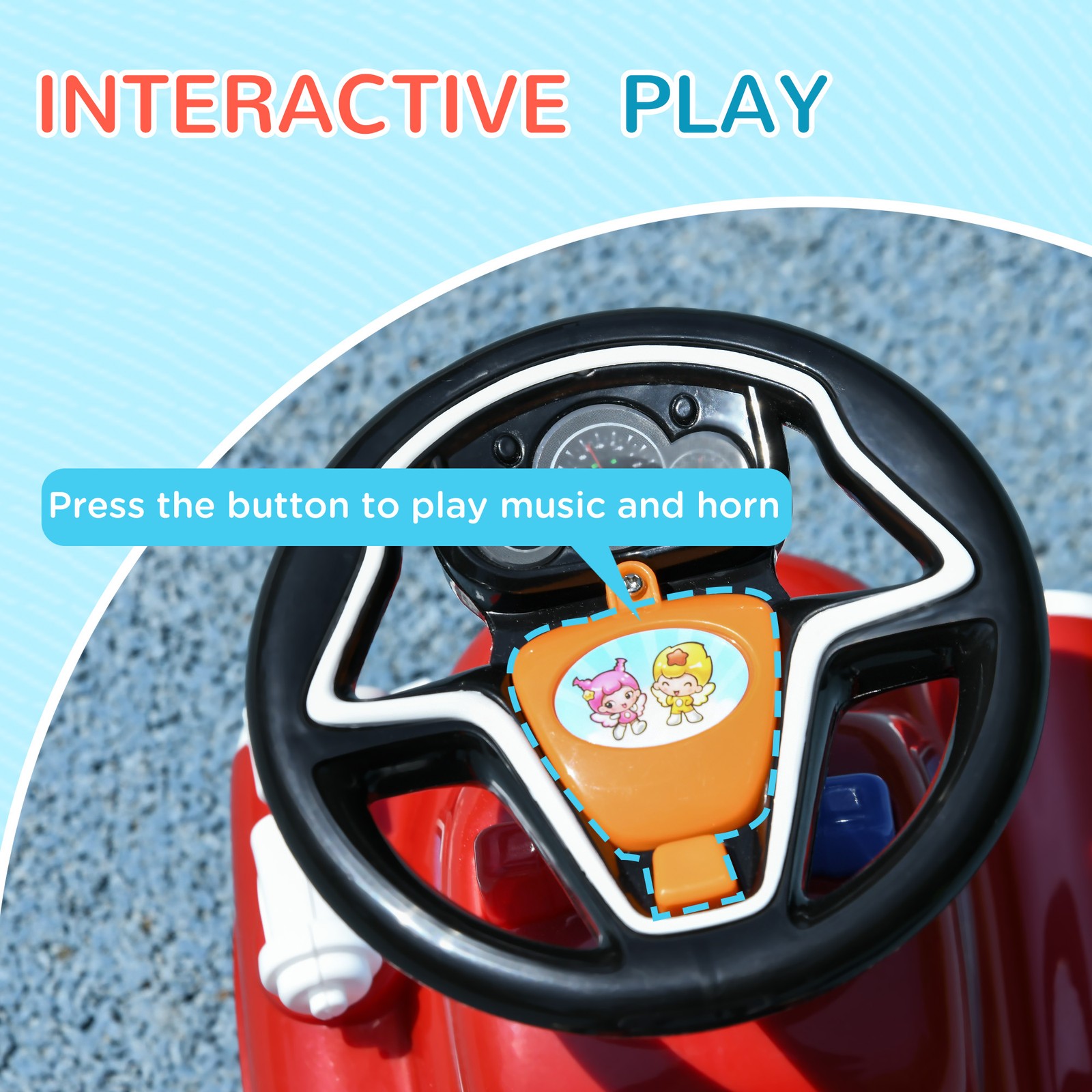 Toddler Ride On Fire Truck with Music, Horn, Under Seat Storage, Red