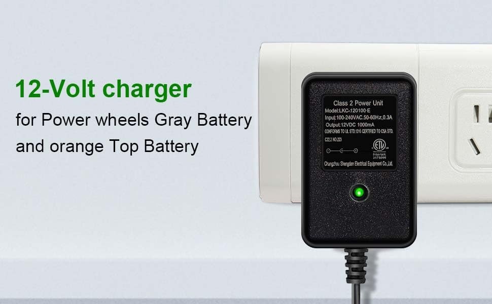 KBT 12V Battery Charger for Kids Ride On Toys, 12 Volt Universal Battery Char…